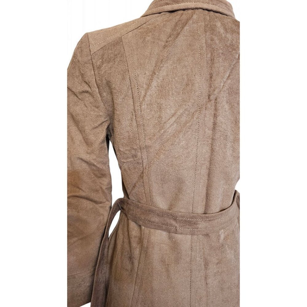 Vintage Mar-Del Mar Del brown long coat button up w/ belt repels rain &stains S - Picture 10 of 13